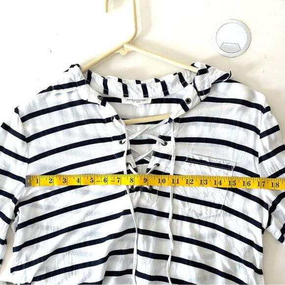 Beach Lunch Lounge Striped Pullover, Navy Blue and White, Size M, Anthropology - Picture 8 of 9